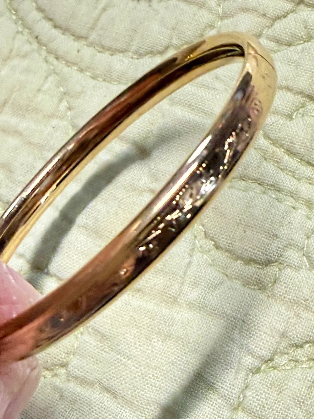 Girls' gold toned hinged engraved bangle bracelet - 2 sizes 1.75” & 2” NWOT